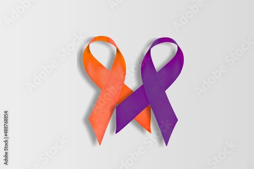 February awareness month campaign with purple and orange ribbon concept