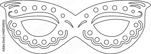 Carnival mask lineart vector illustration.  Disguise contour coloring page. Festival costume element.