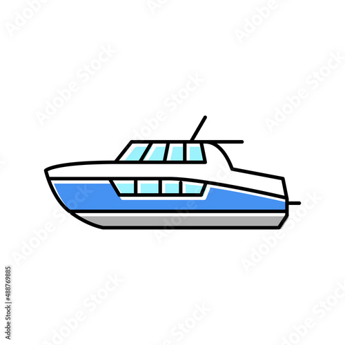cabin cruiser boat color icon vector illustration