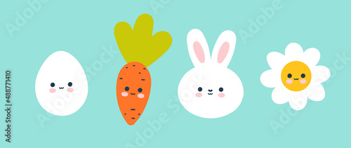 Rabbit and Carrot Easter characters
