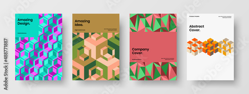 Wallpaper Mural Vivid geometric pattern book cover concept set. Bright handbill vector design template composition. Torontodigital.ca