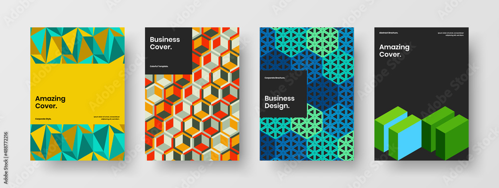 Original pamphlet A4 vector design layout bundle. Modern geometric shapes annual report template composition. Original pamphlet A4 vector design layout bundle. Modern geometric shapes annual report template composition.
