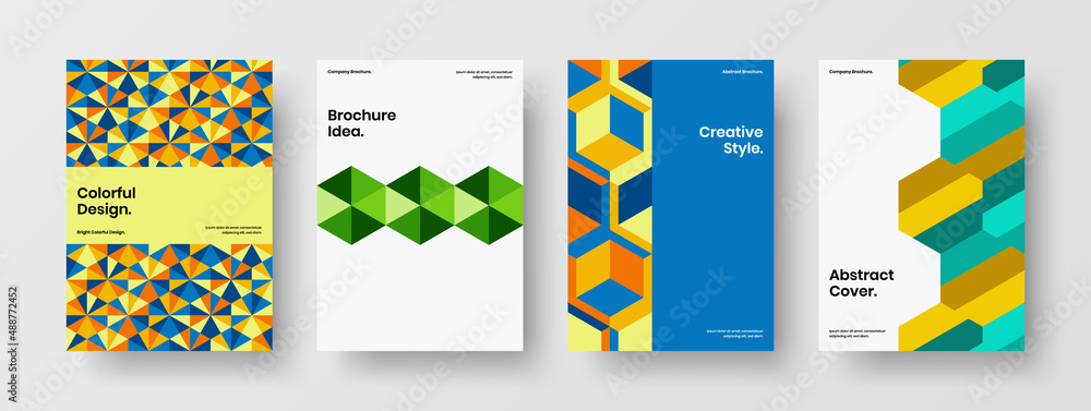 Fresh postcard A4 design vector illustration bundle. Abstract mosaic shapes catalog cover concept composition. Fresh postcard A4 design vector illustration bundle. Abstract mosaic shapes catalog cover concept composition.