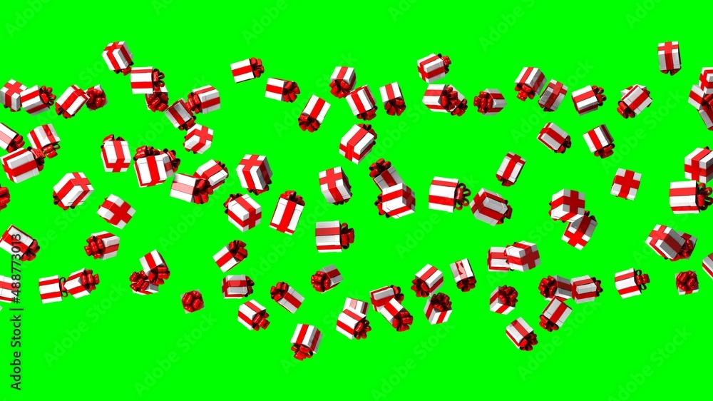 Gift boxes on green chroma key background.
3d illustration for background.
Gift boxes on green chroma key background.
3d illustration for background.