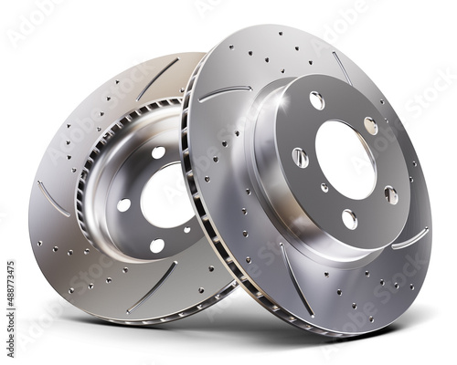 Car brake discs isolated on white background 3D photo