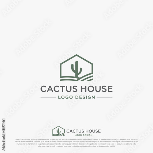 CACTUS HOUSE LOGO DESIGN VECTOR