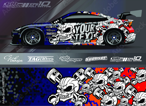 Race car wrap decal designs. Abstract racing and sport background for car livery or daily use car vinyl sticker