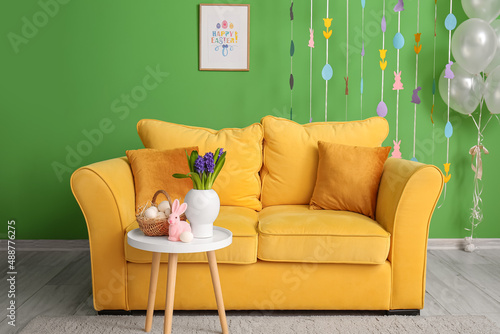 Flowers, basket of Easter e...