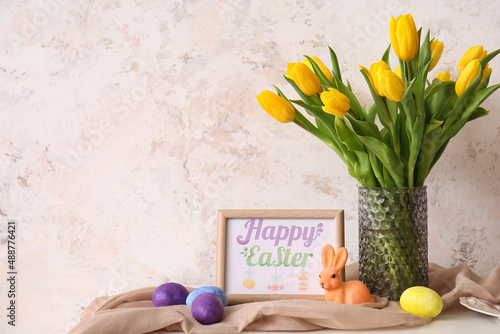 Vase with tulips, Easter eg...