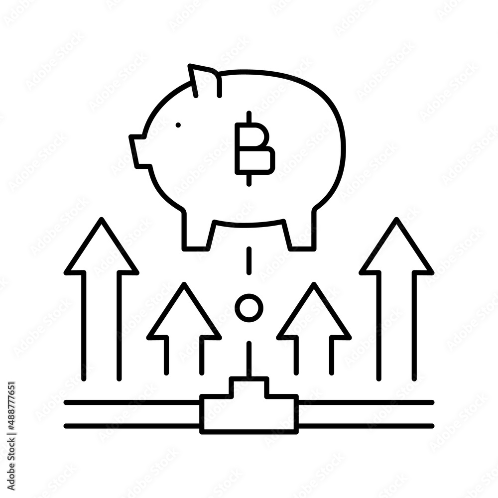 fundraising digital coin ico line icon vector illustration fundraising digital coin ico line icon vector illustration