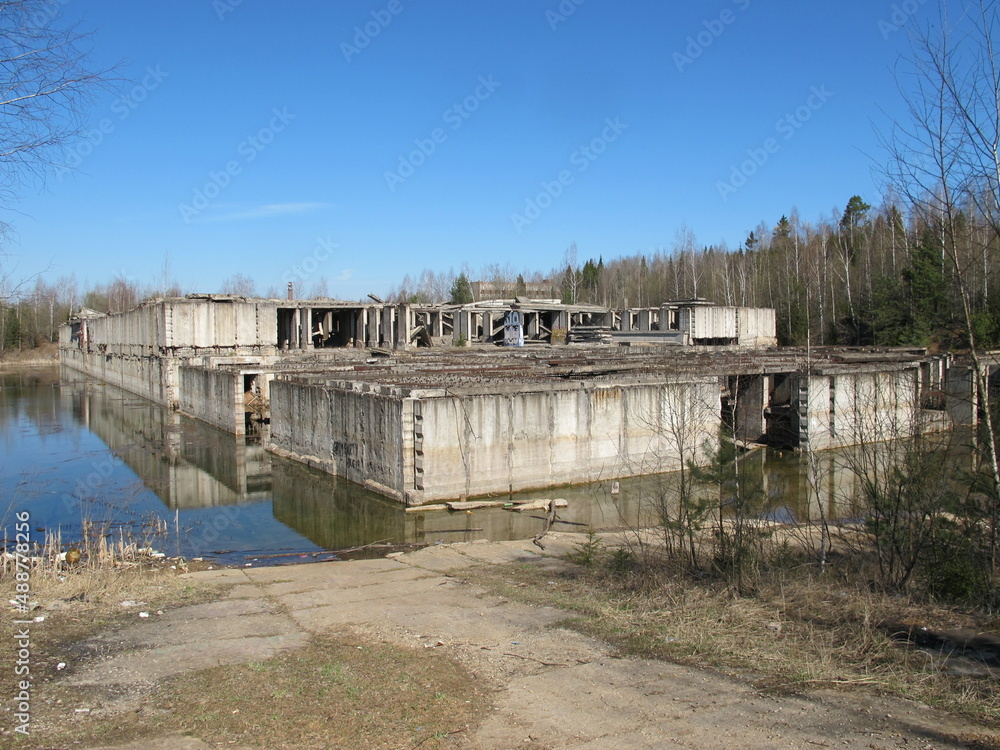 Flooded and abandoned soviet bunker