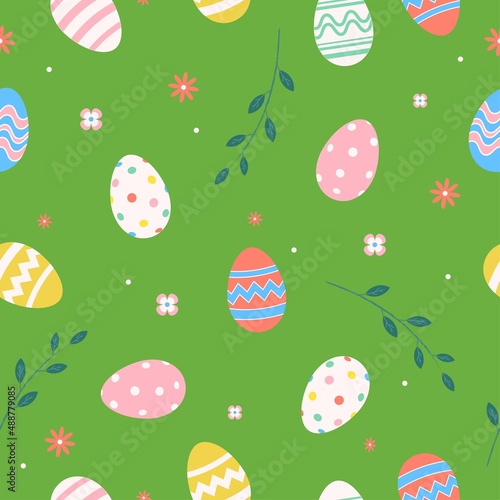 Seamless pattern easter eggs in flat design