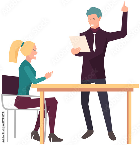 Businesspeople have project strategy planning meeting. Teamwork with business plan, creating new creative project. Meeting to discuss starting business. Colleagues discussing work in entrepreneurship