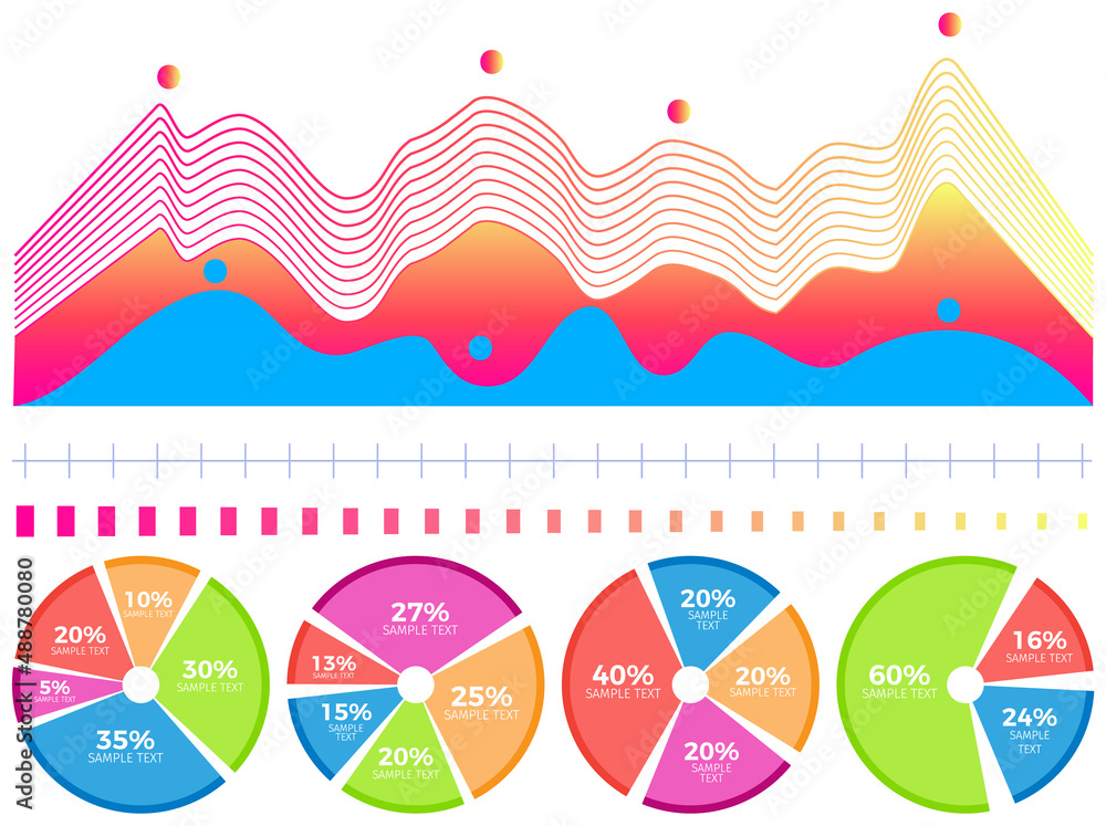 Intelligent technology hud interactive panel. Data screen with charts, diagrams. Futuristic ui infographics on white background. Diagram lines color chart, graph presentation. Annual financial report