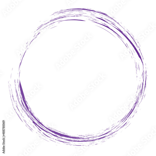 Circle brush stroke vector isolated on white background. Violet enso zen circle brush stroke. For stamp, seal, ink and paintbrush design template. Grunge hand drawn circle shape, vector illustration