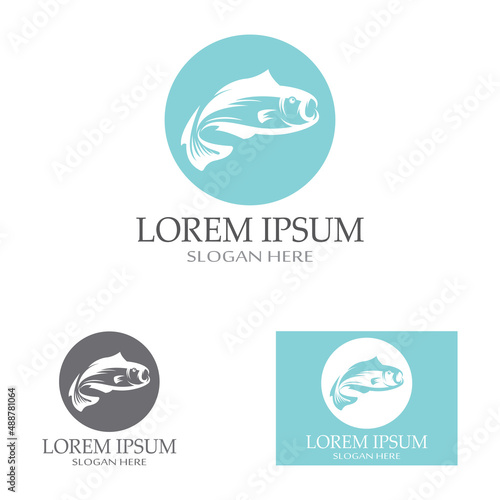 Fish logo, fishinghook, fish oil and seafood restaurant icon. With vector icon concept design illustration template