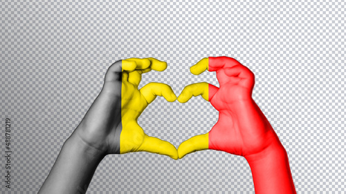 Belgium flag color, hands show symbol of heart