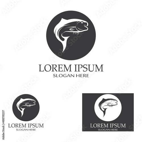Fish logo, fishinghook, fish oil and seafood restaurant icon. With vector icon concept design illustration template
