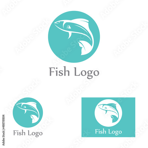 Fish logo, fishinghook, fish oil and seafood restaurant icon. With vector icon concept design illustration template