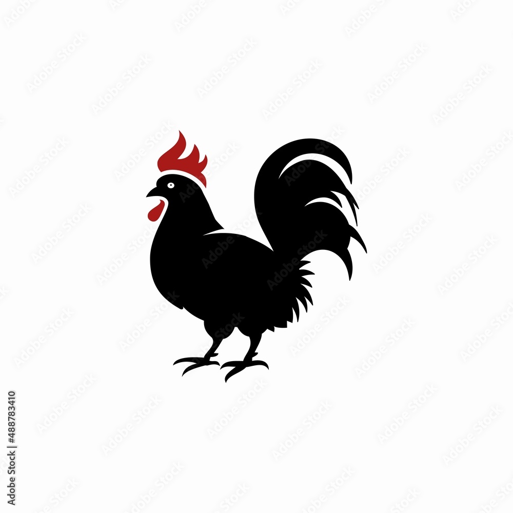 Rooster silhouette vector. Vector of an cock on white background Rooster silhouette vector. Vector of an cock on white background