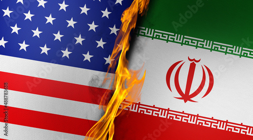 Burning American and Iranian Flags are Paired Together