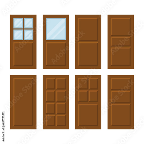 House Entrances Doors Set on White Background. Vector
