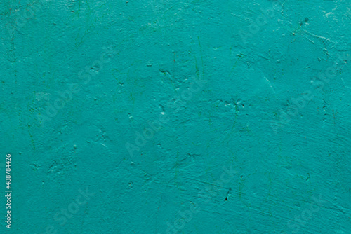 Background green spots on cracked stucco.