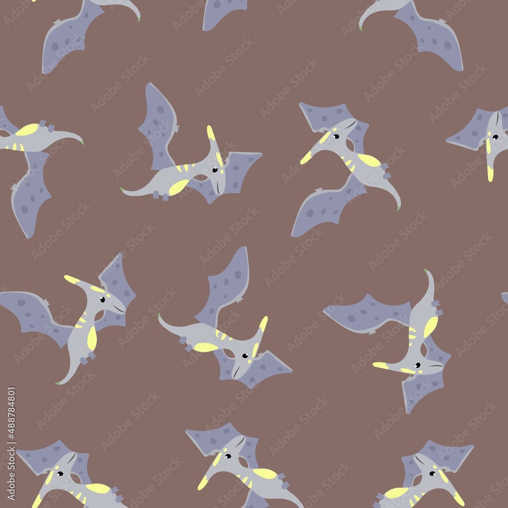 pterodactyl pattern. Purple pattern. Children's pattern for textiles, napkins, linen. pterodactyl pattern. Purple pattern. Children's pattern for textiles, napkins, linen.