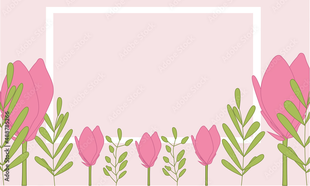 Background 3000x5000 flowers and leaves with frame