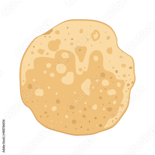 Round pancake, delicious homemade pastry for breakfast, Maslenitsa, carnival or holiday. Vector flat food illustration