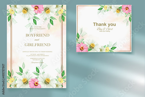 Elegant floral template wedding card