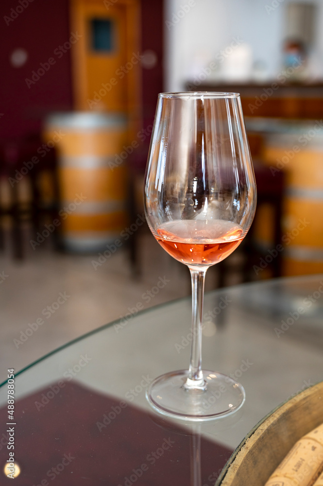 Wine industry of Cyprus island, tasting of rose dry wine on winery located on south slopes of Troodos mountain range. Wine industry of Cyprus island, tasting of rose dry wine on winery located on south slopes of Troodos mountain range.