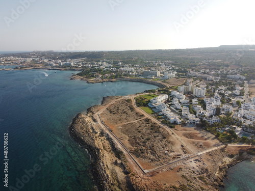 Crystal clear blue water of Mediterranean sea on Fig tree beach in Protaras, Cyprus