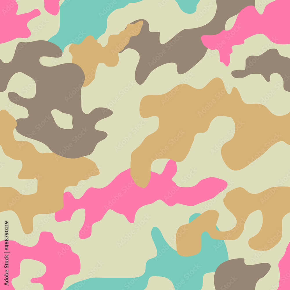Obraz premium Camouflage seamless pattern background Sand pink color Creative modern design Military abstract style Fashion print clothes apparel greeting invitation card textile banner badge cover poster flyer ad