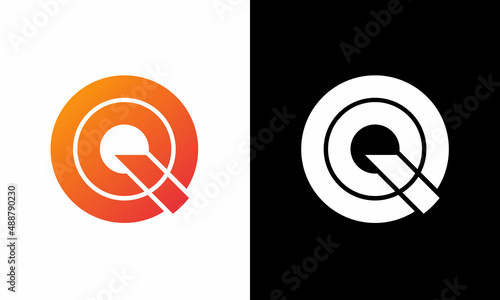 initial letter logo Q inside circle shape, QQ, QQ, Q inside Q rounded upper case black monogram