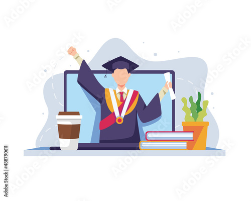 Online graduation concept illustration