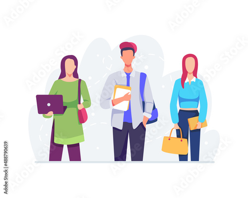 Group of students concept illustration