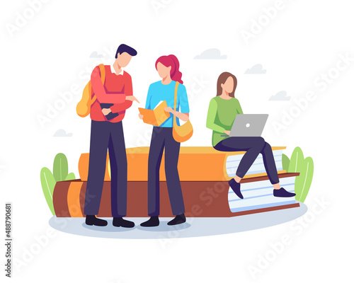 Group of students concept illustration