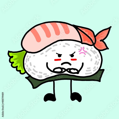 Design Sticker Cute Sushi Emoticon, PNG, HD Resolution photo