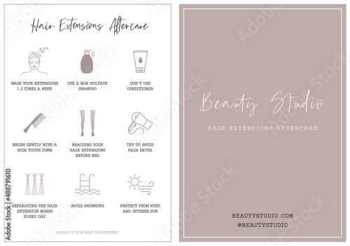 Hair extensions aftercare card photo