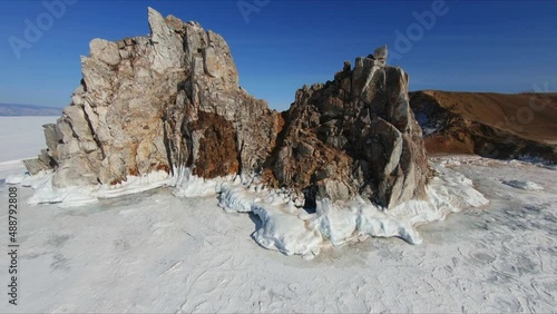 Flying on an FPV drone over the Shamanka Rock