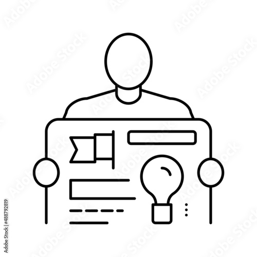founder startup idea businessman line icon vector illustration