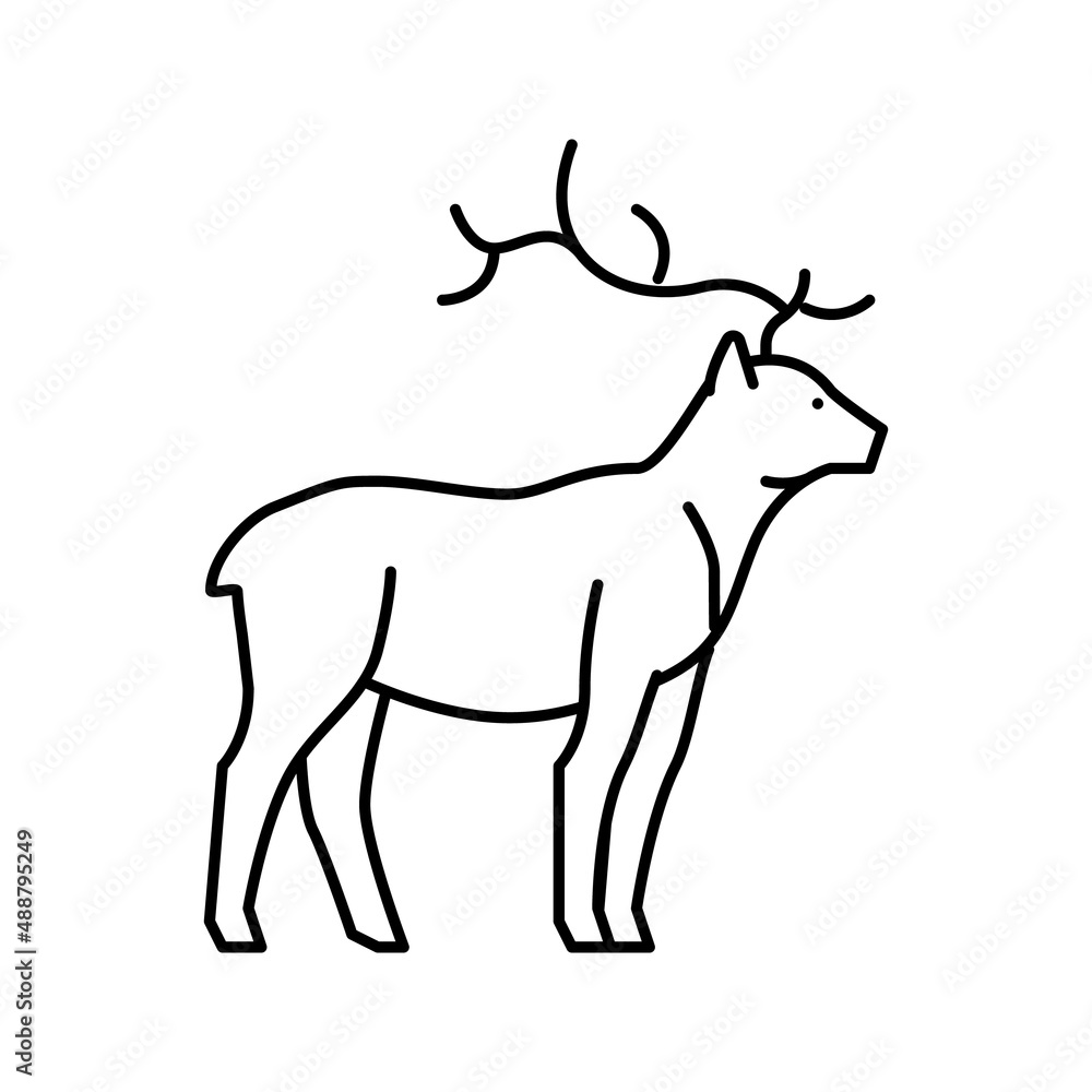 deer animal in zoo line icon vector illustration