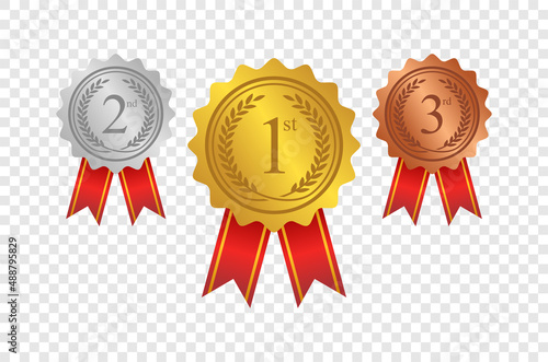 Set of Award Medals Ribbon