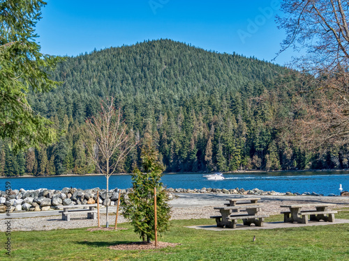 Recreational part at the waterfron on Pacivic Ocean bay in British Columbia photo
