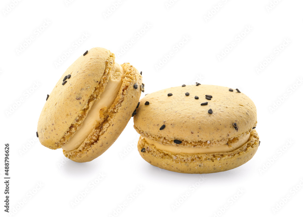 Sweet macaroons on white background Sweet macaroons on white background