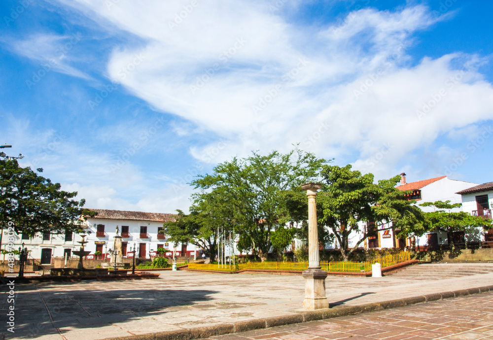 Santander, Colombia. January 5, 2015: National bridge square and colonial architecture.