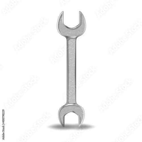 Vector realistic wrench on the white background