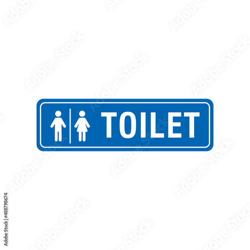 toilet text sign illustration design, blue toilet symbol template vector