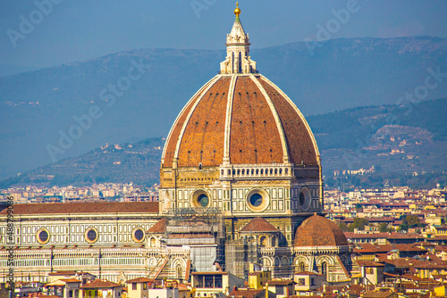 Obraz na plátne Florence Duomo aerial view from Michelangelo Square in Florence, Italy